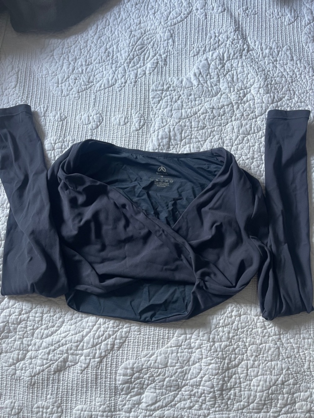 Kids Long Sleeve Wrap Top - Black - Unknown Brand